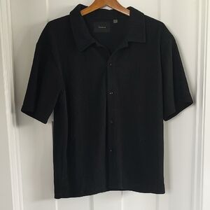 PacSun Black Casual Short Sleeve Button Down Shirt Size M